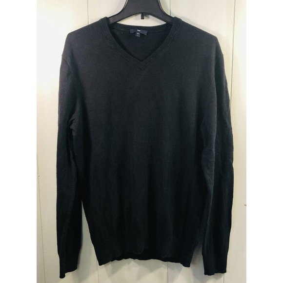 Men’s Gap Cashmere & Cotton Blend V-neck Dark Navy Blue Sweater Sz Large - Picture 2 of 10